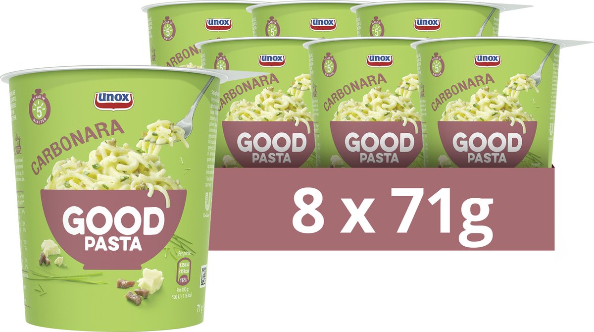 Unox Carbonara Good Pasta - 8 x 71 g - Voordeelverpakking