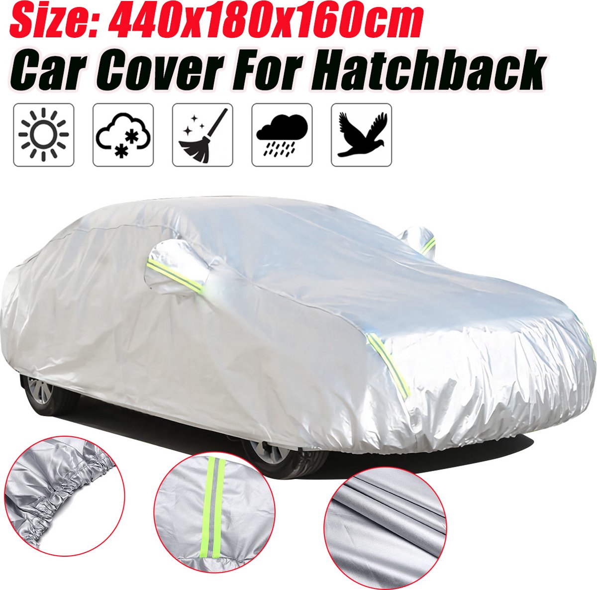 Opaltool Autobeschermhoes Voor VW Touran 2003-2023 - Zilver, Waterdicht, Met Ritssluiting En Slot