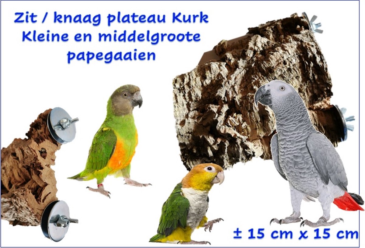Zit / knaag plateau van natuurlijke 100%  kurk grote parkieten kleine en middel grote papegaai . - Merkloos