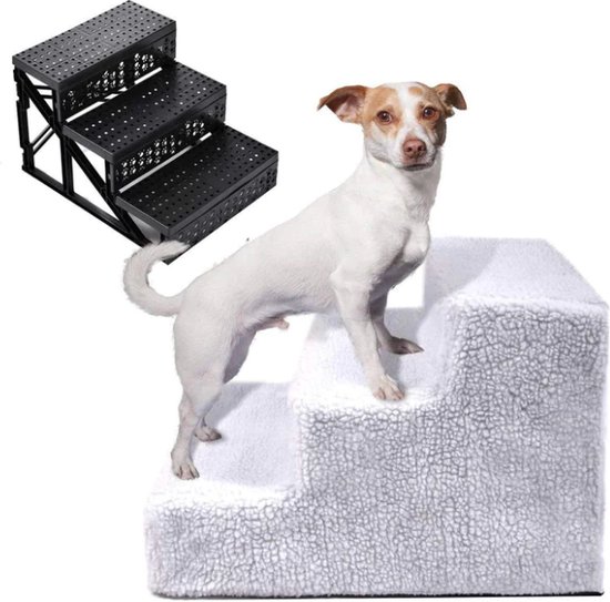 Honden trap Zacht Grijs 35x45x30 cm - Dierentrap - Hondentrap - Trapje voor huisdieren
