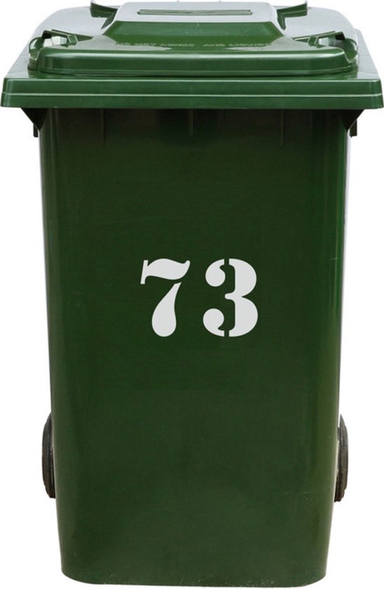 Autocollant Kliko / Autocollant poubelle - Numéro 73 - 15,7 x 25 - Grijs clair