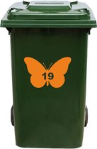 Kliko Sticker / Vuilnisbak Sticker - Vlinder - Nummer 19 - 14x21 - Oranje