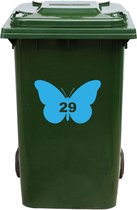 Kliko Sticker / Vuilnisbak Sticker - Vlinder - Nummer 29 - 14x21 - Licht Blauw