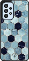 Casimoda® hoesje - Geschikt voor Samsung Galaxy A53 - Blue Cubes - Zwart TPU Backcover - Marmer - Blauw