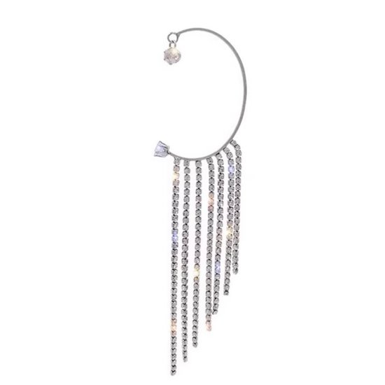 Oorhanger- Strass- Linker- Zilverkleur- 1 stuks- Charme Bijoux