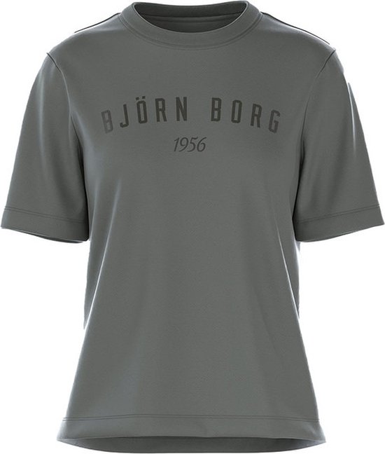 Björn Borg BB Logo Leisure - T-Shirt - Tee- Top - Femme - Taille S - Grijs
