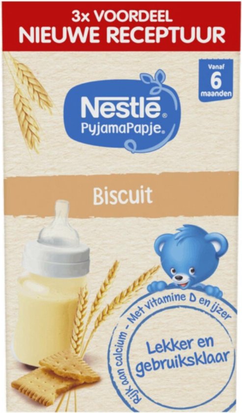 Nestlé pyjamapapje biscuit babypap vanaf 6 maanden 4 stuks totaal 12 porties