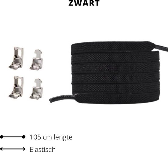 Beste Veters - Lock laces - Veters elastische - Veter sluiting - Veters 100 cm - Veters zwart