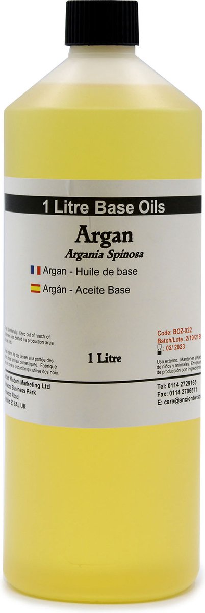 Basis Olie - Argan Olie - 1 Liter - Aromatherapie - Basisolie - Draagolie - Basisolie Voor Etherische Oliën