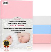 Silky Jersey  (2 Stuk) Super Zachte Hoeslaken Baby & Kinderen van 100% Fijne Katoen Ledikant - 60x120 cm Roze