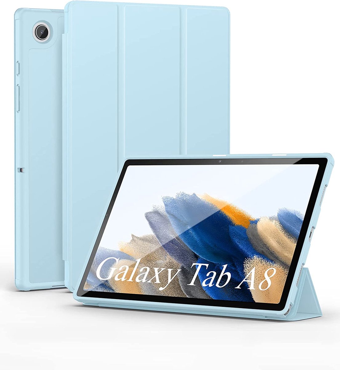 Phreeze Tri-Fold Hoes - Geschikt voor Samsung Galaxy Tab A8 Case (2021/2022) - Tri Fold Case - Met Standaard - Licht blauw - SM-X200, SM-X206