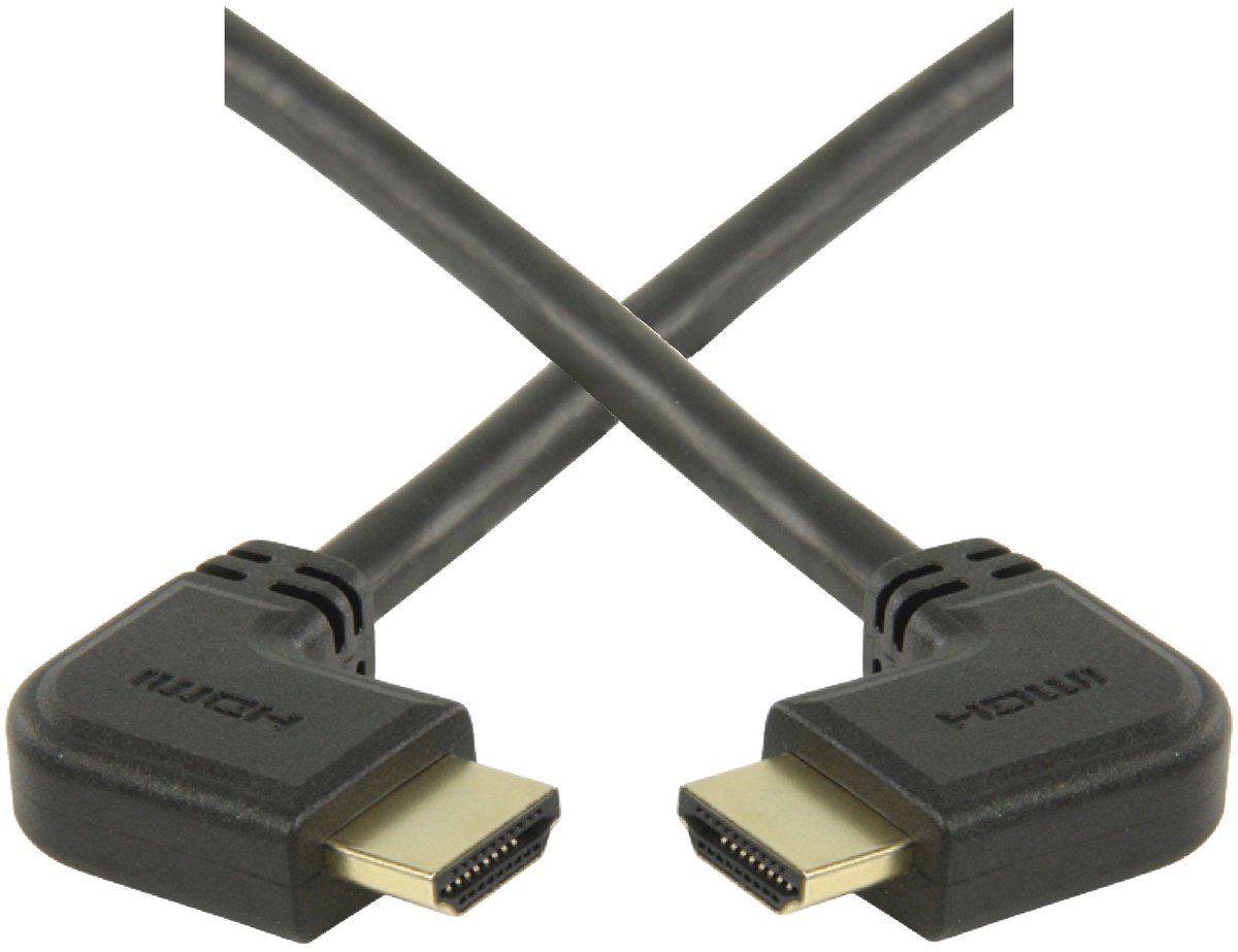 HDMI kabel - 90° haakse connectoren (links/rechts) - versie 1.4 (4K 30Hz) - 1 meter