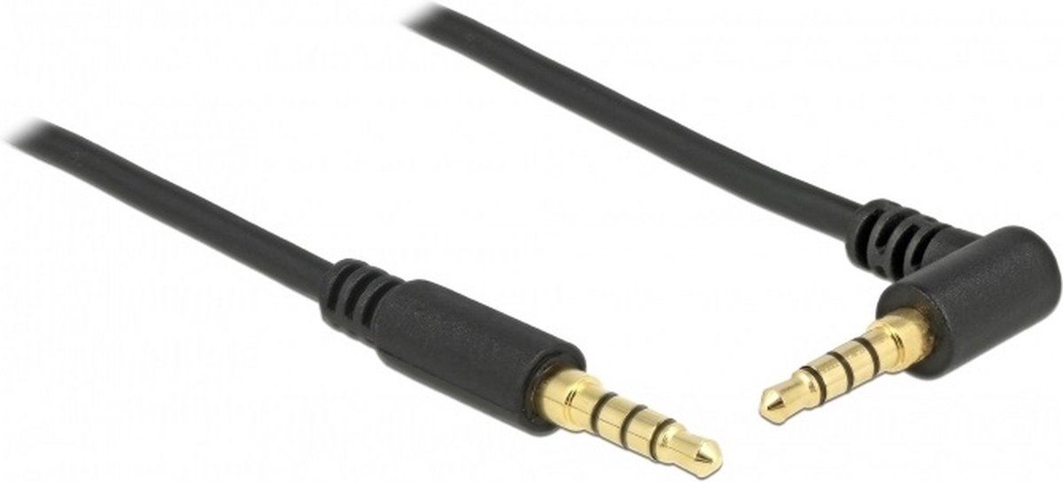 3,5mm Jack 4-polig audio/video slim kabel met extra ruimte AWG24 - haaks / zwart - 2 meter