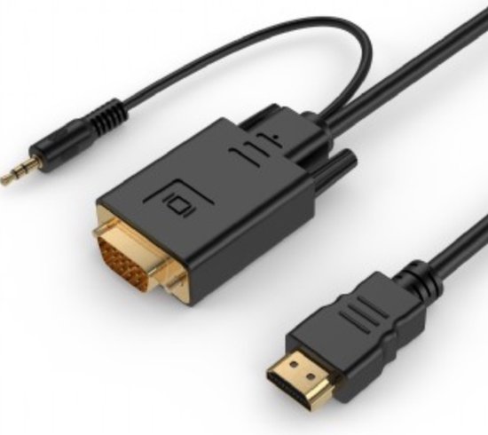 1,8 M Câble HDMI vers VGA HD 1080P avec câble adaptateur audio