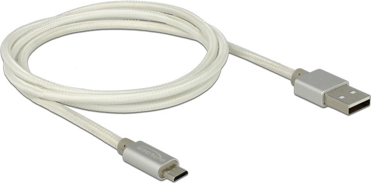 Premium USB Micro B naar USB-A snellaadkabel - USB2.0 - tot 3A / wit - 1 meter