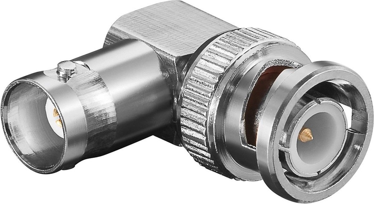 BNC (m) - BNC (v) haakse adapter - 50 Ohm