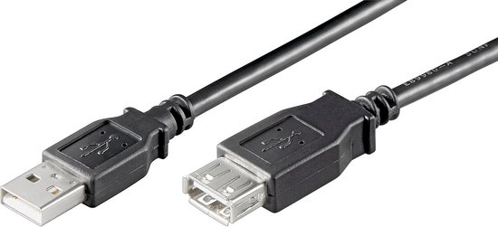 Goobay 68625, 0,6 m, USB A, USB A, USB 2.0, Mâle/Femelle, Noir