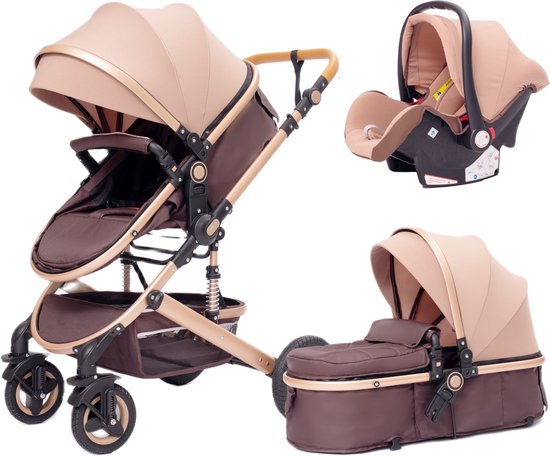 Assortiment Dreigend Geboorte geven MCI Kinderwagen 3 in 1 - Baby Buggy - Pasgeboren - Draagbare Reiswagen -  Royal Luxe -... | bol.com