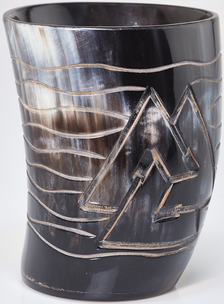 Tasse En Corne à Boire Style Viking - 500 Ml Finition Non Polie - Fabriquée à La Main En Corne De Bœuf - Livrée Avec Sac En Jute - Cadeau Unique - 12