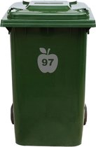 Autocollant Kliko / Autocollant poubelle - Pomme - Numéro 97 - 16,5x20 - Anthracite