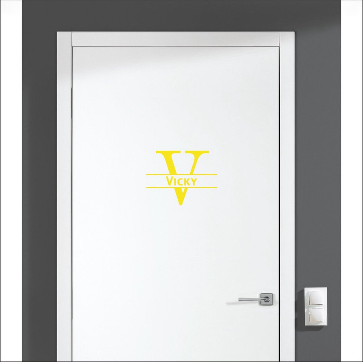 Deursticker Met Naam -  Vicky - Geel