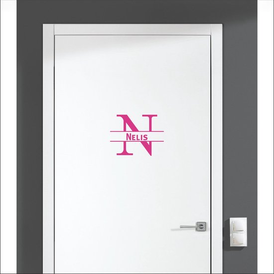 Sticker pour porte avec nom - Nelis - Rose