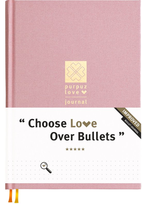 Purpuz Bullet Journal - Notitieboek A5 - Notebook - Luxe Hardcover - 140gms - Love Journal - Baby Pink - in 11 Extra Kleuren