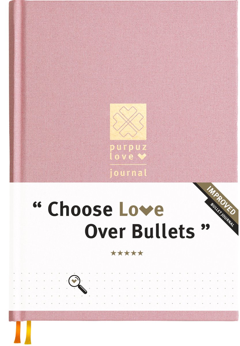 Purpuz Bullet Journal - Notitieboek A5 - Notebook - Luxe Hardcover - 140gms - Love Journal - Baby Pink - in 11 Extra Kleuren - Purpuz