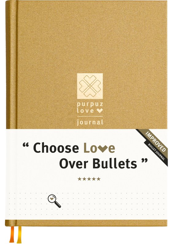 Purpuz Bullet Journal - Notitieboek A5 - Notebook - Luxe Hardcover - 140gms - Love Journal - Golden Success - in 11 Extra Kleuren