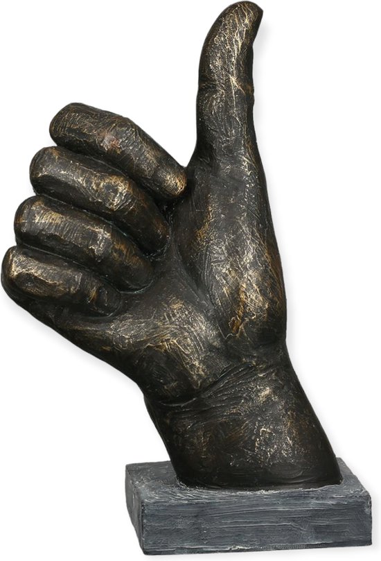 Gilde Handwerk Thumbs Up - Statue Sculpture - Polyrésine - Bronze / Zwart - 22 cm