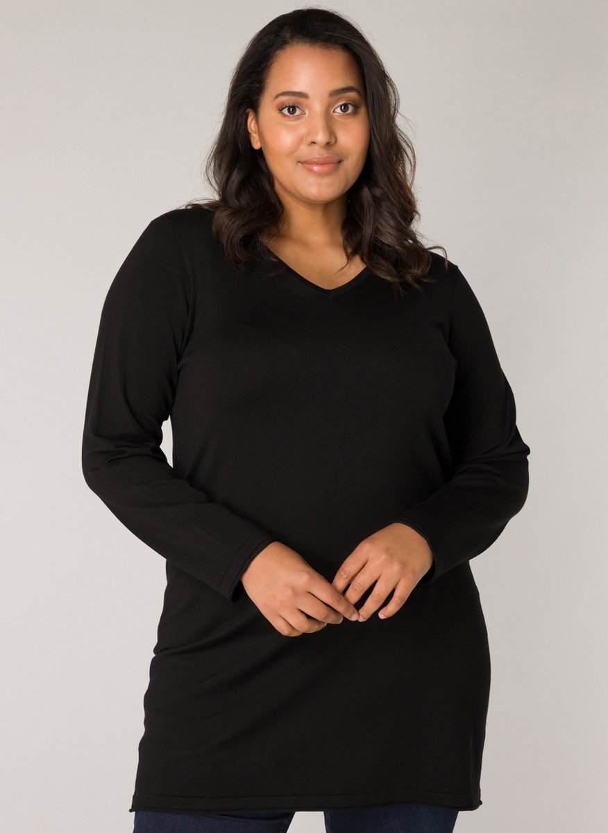 BASE LEVEL CURVY Anine Long Tuniek - Black - maat 4(54/56)