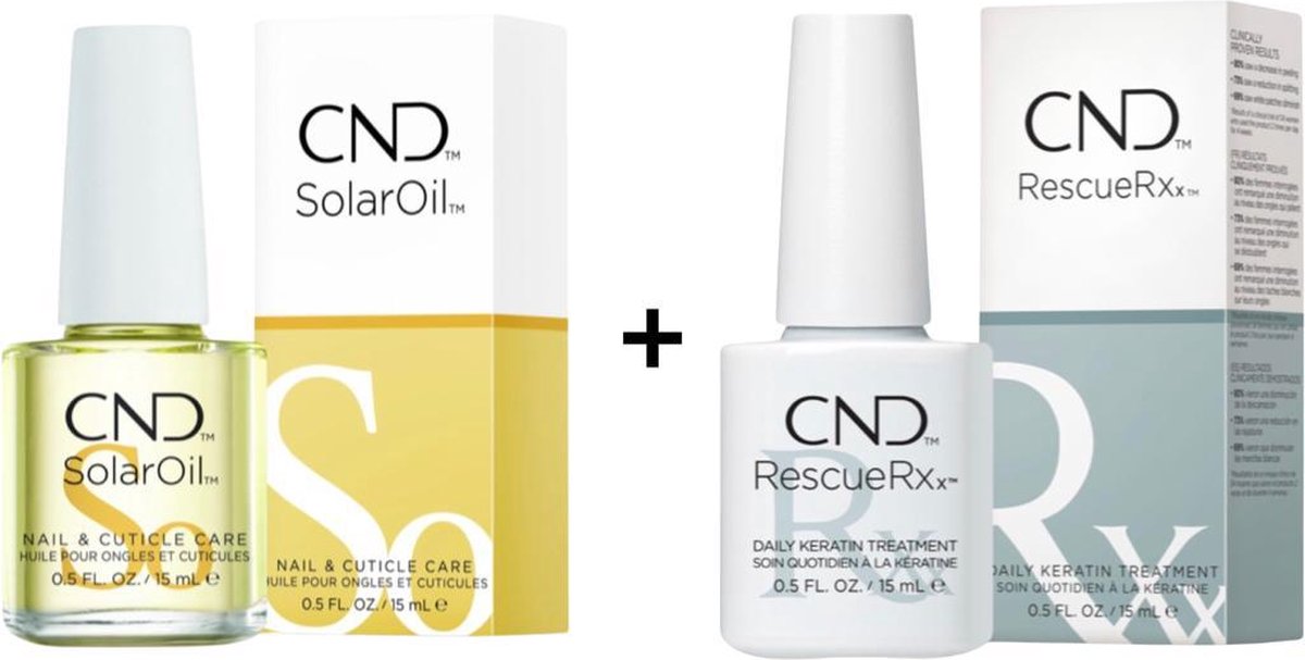 CND - SolarOil + Rescue RXx - 2 x 15 ml - Nagelverzorging - Nagelriem Olie - Nagelhersteller - Nagelverharder - Combideal