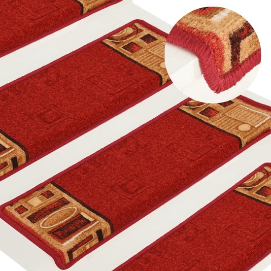 vidaXL Trapmatten zelfklevend 15 st 56x17x3 cm rood vidaXL Trapmatten zelfklevend 15 st 56x17x3 cm rood