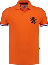 Cadeautip! Polo shirt WK voetbal met Nederlandse vlag | Oranje Polo | EK Polo | Unisex Polo met zwarte bedrukking | Oranje polo met bedrukking | Maat L