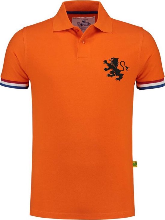 Cadeautip! Polo shirt WK voetbal met Nederlandse vlag | Oranje Polo | EK Polo | Unisex Polo met zwarte bedrukking | Oranje polo met bedrukking | Maat XS