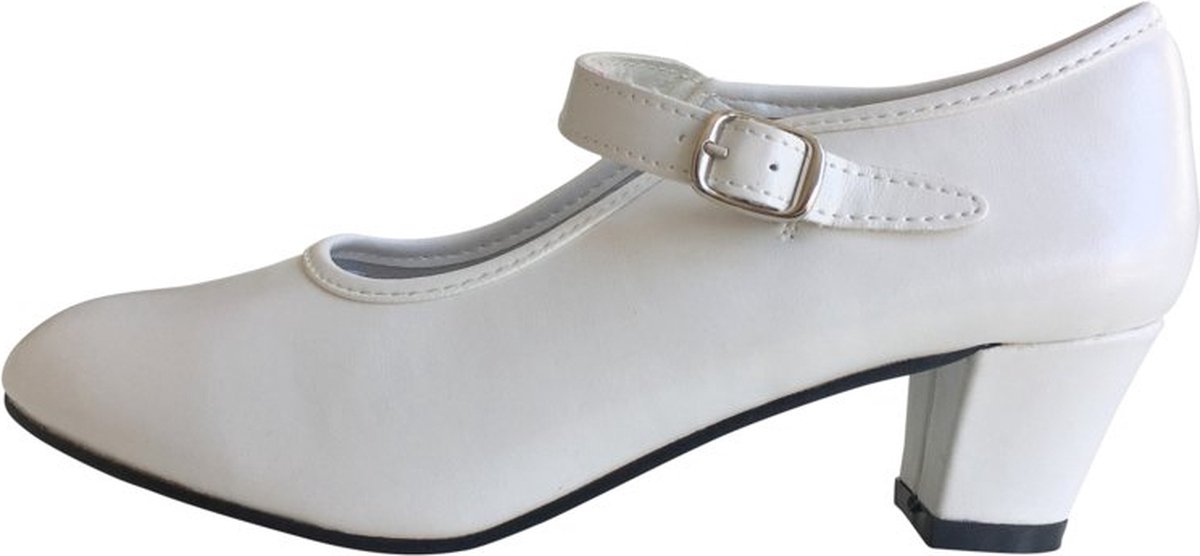 Spaanse schoenen wit glitter met pareltjes (Kies maat: Maat 26 - binnenmaat 17 cm) | Schoenen wit | Nederland
