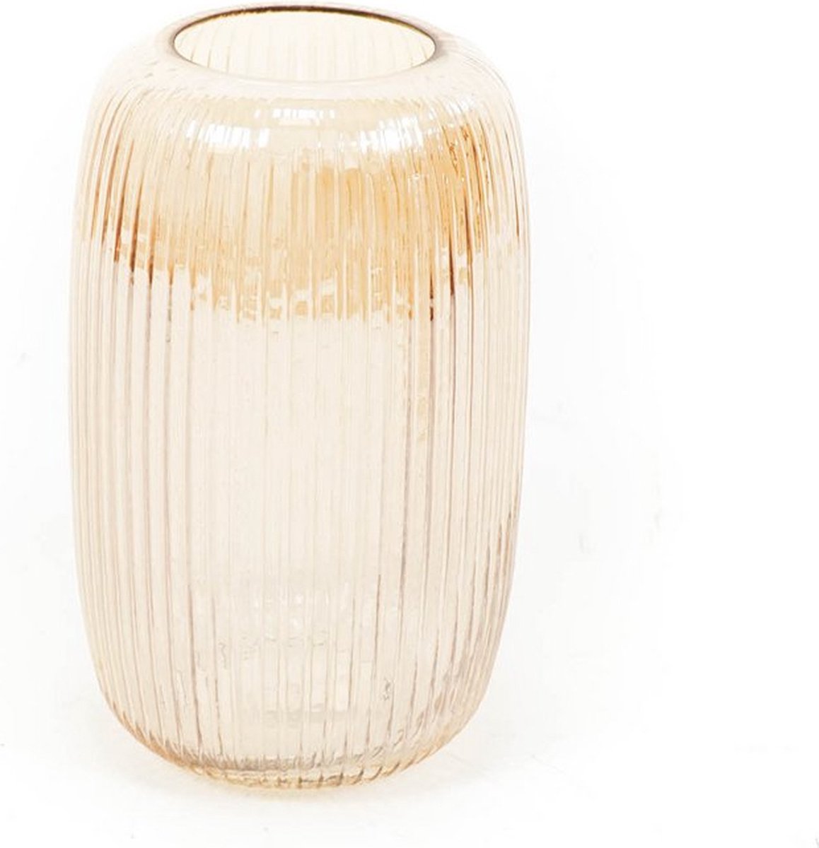 HV Ribbled Vaas-Amber- 15.5x25cm