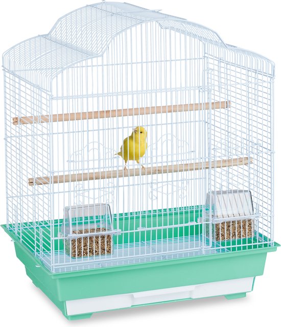 Relaxdays petite cage à oiseaux - cage à canaris - cage à perruche - cage à oiseaux - cage de transport vert