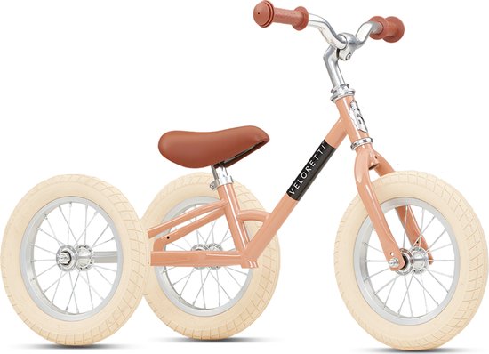 Veloretti Tricycle loopfiets - Driewieler 12 inch - Roze - 1.5-4 jaar