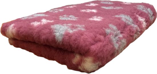 Hondenkleed - Vetbed - Extra zacht - Antislip - roze met witte/grijze pootjes - 100x150cm