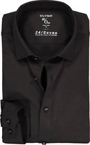 OLYMP No. Six 24/Seven super slim fit overhemd - tricot - zwart - Strijkvriendelijk - Boordmaat: 36