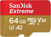 SanDisk Extreme microSD-kaart 64 GB Class 10, UHS-I, v30 Video Speed Class Schokbestendig, Waterdicht
