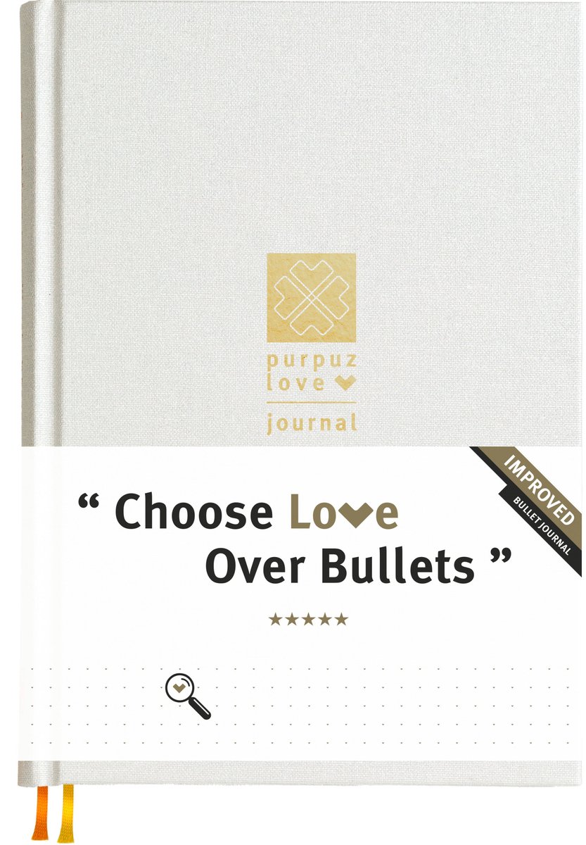 Purpuz Bullet Journal - Notitieboek A5 - Notebook - Luxe Hardcover - 140gms - Love Journal - Wedding White - in 11 Extra Kleuren