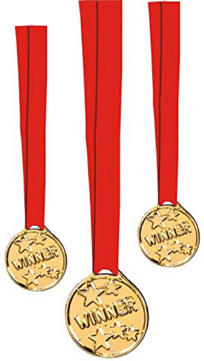 Stylex Metalen Medailles Winner 6 Stuks Goud/Rood - SportX