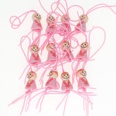 Vriendschapshartje - Gelukspoppetje roze baby - baby gelukspoppetjes roze - meisje - gelukshanger - geluksbrenger - uitdeelcadeau - 12 stuks - dozijn