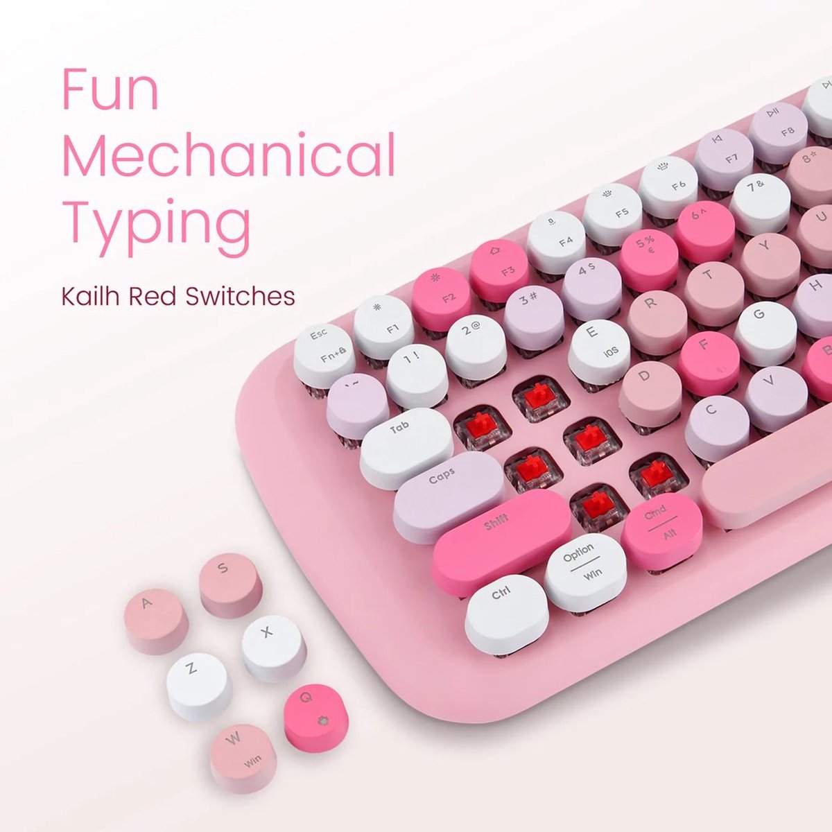 Clavier Mécanique Perixx Periboard 734 Rose - Sans Fil (Bluetooth) +  Filaire - Pink