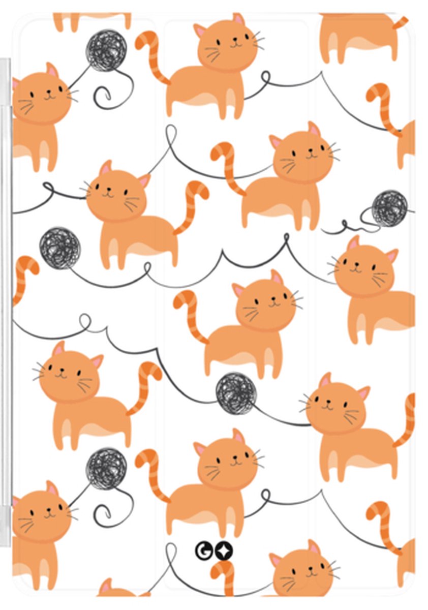 Smartcover geschikt voor Apple Ipad Mini 2021 - Standaard en bescherming - met magneten - Dierencollectie - Purrfect Kitties - Oranje