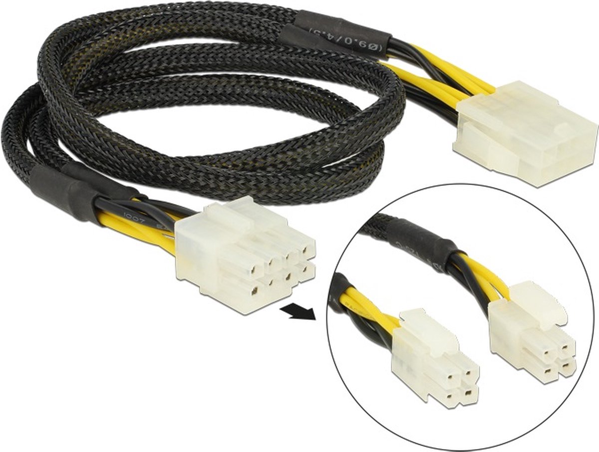 2x ATX12V P4/1x EPS12V 8-pins (m) - EPS12V 8-pins (v) voedingskabel - 0,30 meter