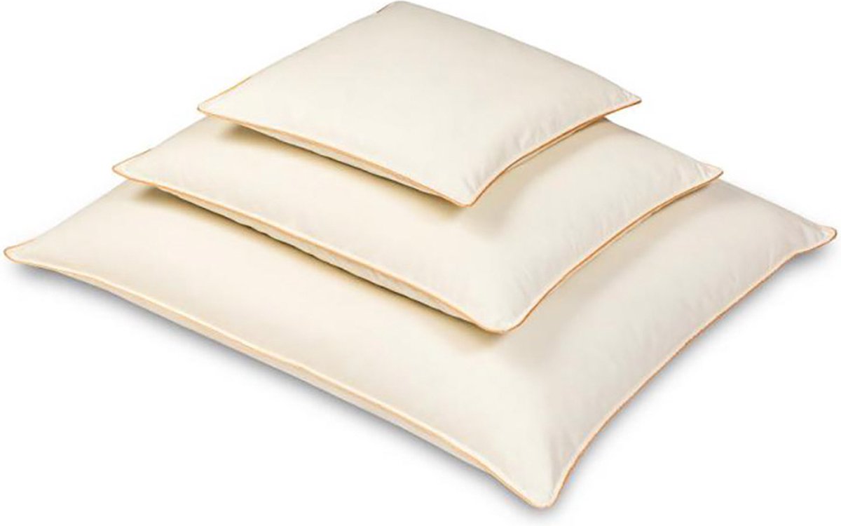 Donzen Dekbed – 160x200cm – 2.5kg Vulling 1-Persoons Ganzendons Dekbed – 100% Katoenen Tijk - Satijnen Bies – Kleur Crème –Herfst/Winter Seizoen + Kussens 70x80cm + 50x60cm + 40x40cm thumbnail 3