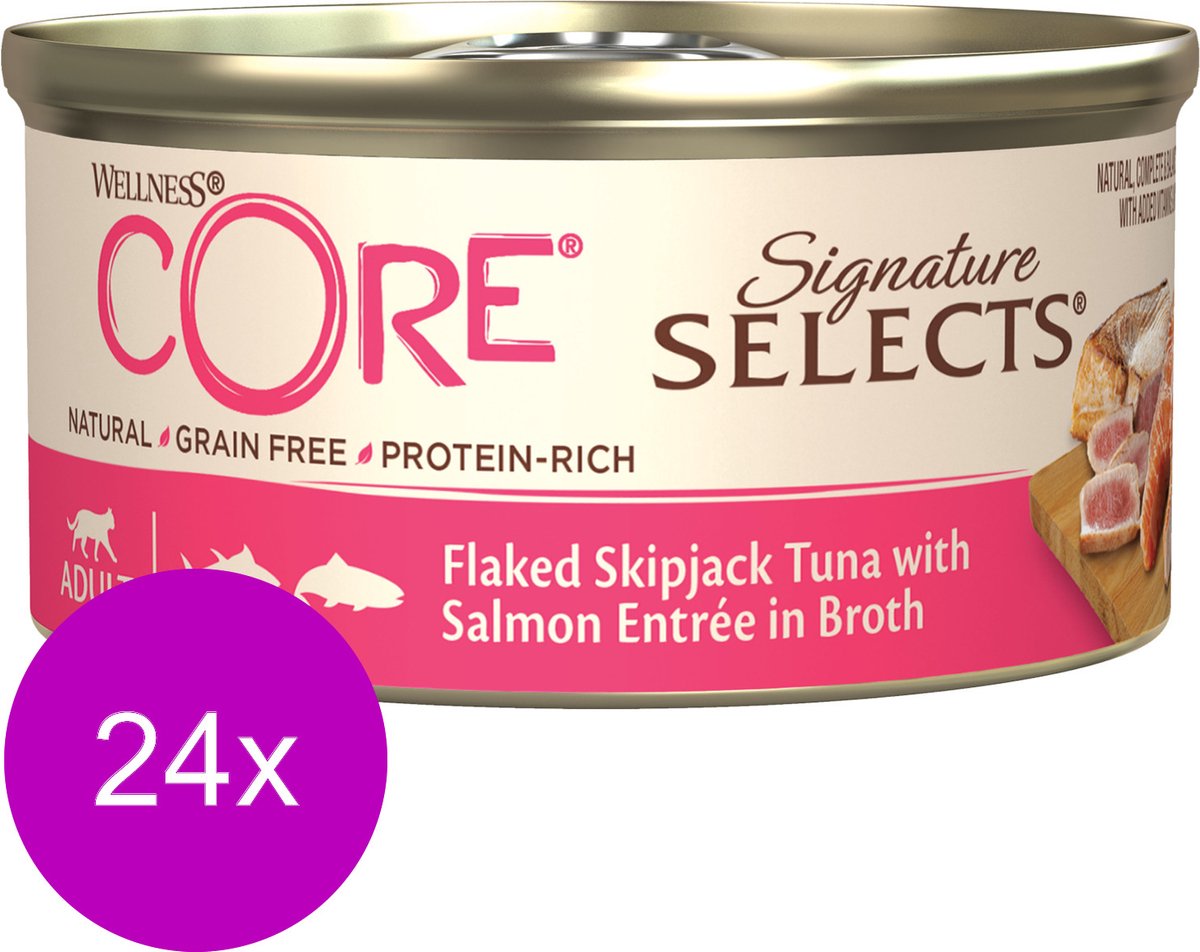 24x Wellness Core Kattenvoer Signature Selects Flaked Tonijn - Zalm 79 gr
